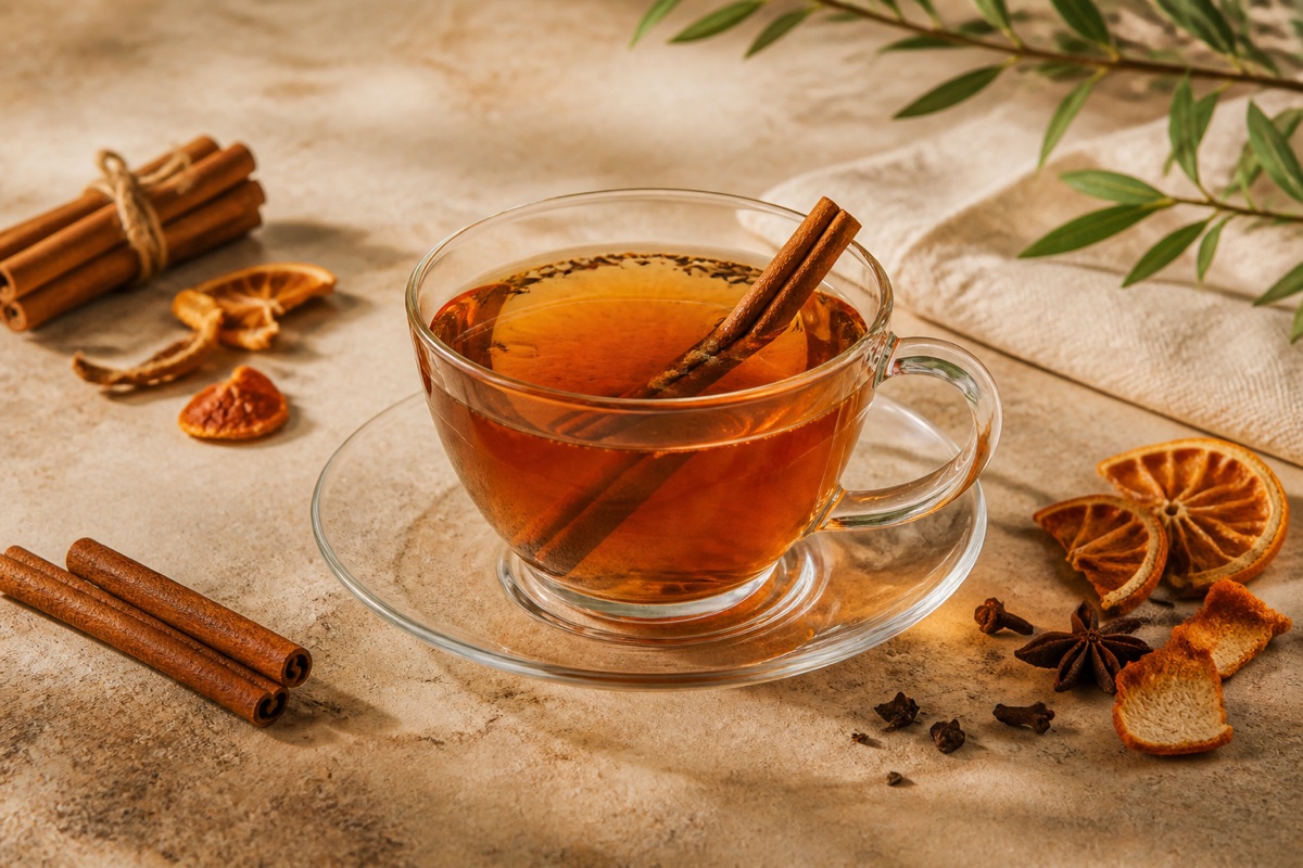 Cinnamon tea with cinnamon sticks